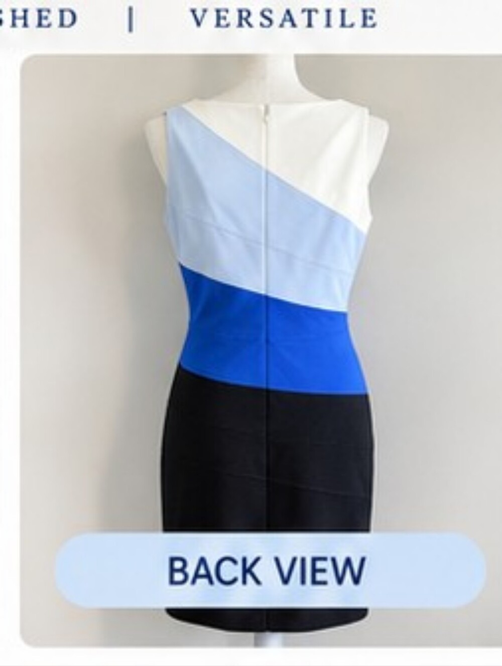 WHBM: Colorblock Blue Black & White Dress - Picture 7 of 10